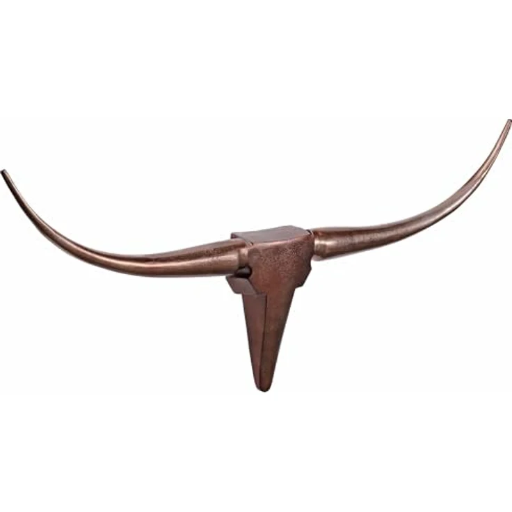 Wohnling Deko Geweih Bull M WL1.394, Wanddekoration in Bronze, 100 cm Aluminium Stierkopf mit Hörnern, moderne Wandskulptur und Jagdtrophäe, Longhorn Wandschmuck Groß – Bild 2