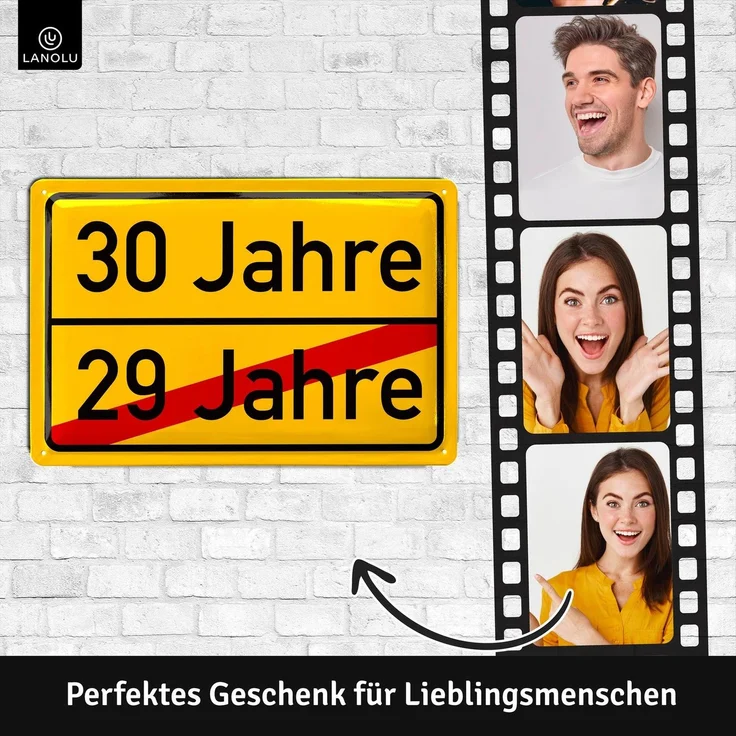 LANOLU Blechschild 30 Jahre Ortsschild - 20x30cm – Metall – Gelb – 20183 – Bild 4
