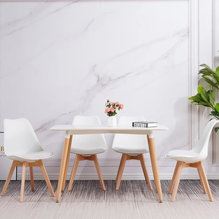 ALBATROS Esszimmerstühle 4er Set AARHUS, Weiss - Beine aus Buche Massiv-Holz, Skandinavisches Retro-Design, bequemer Schalenstuhl - Eleganter Küchenstuhl, Stuhl Esszimmer für Esstisch – Bild 7