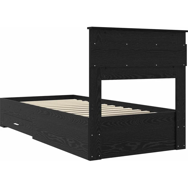 vidaXL Bettrahmen Schwarz Eichen-Optik 90 x 200 cm Holzwerkstoff 3410036 – Bild 8