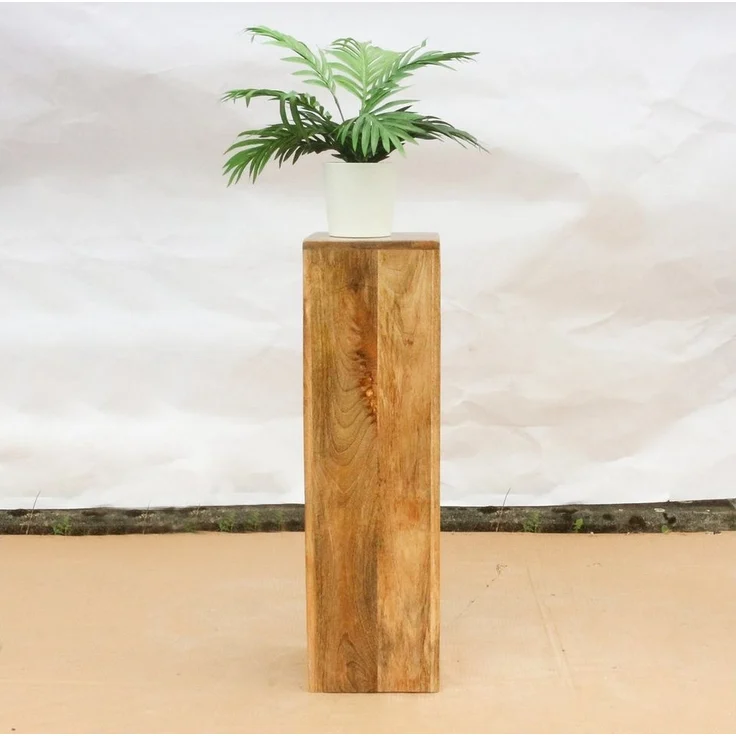 Oriental Galerie Blumenhocker Massive Holz Säule Viereckig Podest natur klein 65 cm (1 St) – Bild 3