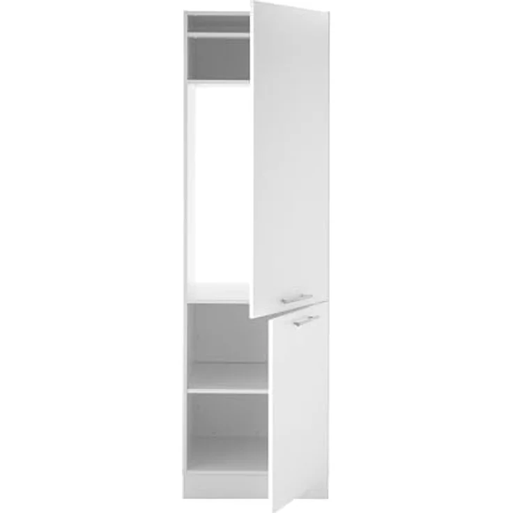Laundreezy Einbauschrank für Kühlschrank, Weiß - Geräumiger Hochschrank für Waschküche & Hauswirtschaftsraum - 60 x 200 x 68 cm (B/H/T) – Bild 6