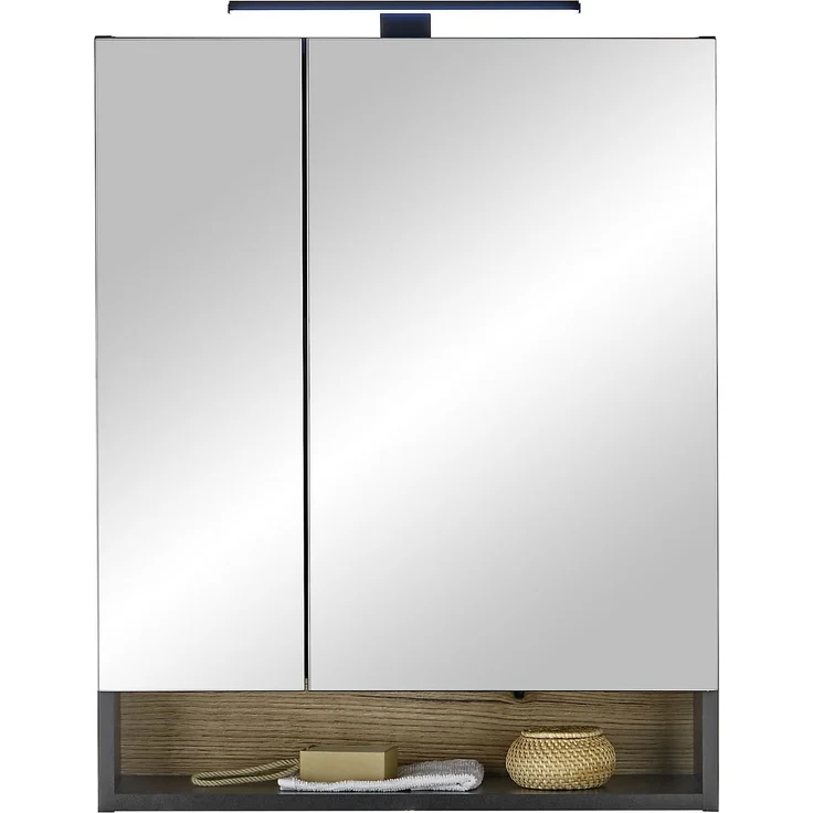 Badezimmer-Set >Denver< (4-tlg.) in schwarz / Evoke Eiche Dekor - 200x195x35 (BxHxT) – Bild 7