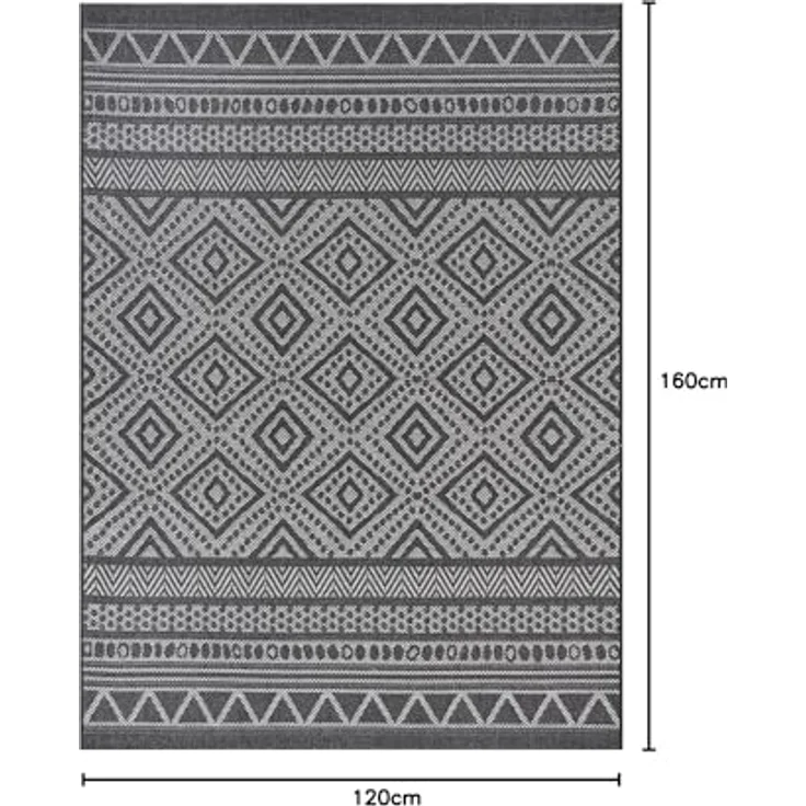 the carpet Calgary - moderner Teppich für Wohnzimmer & Esszimmer, Robustes, pflegeleichtes Flachgewebe im Vintage-Boho-Stil, ideal für Küche, Flur & Schlafzimmer, Anthrazit, 120x160 cm – Bild 3