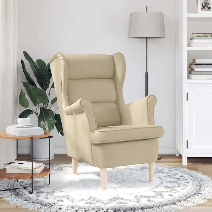 Sessel wohnzimmer, Relaxsessel Creme 74x84x100 cm Stoff – Bild 3
