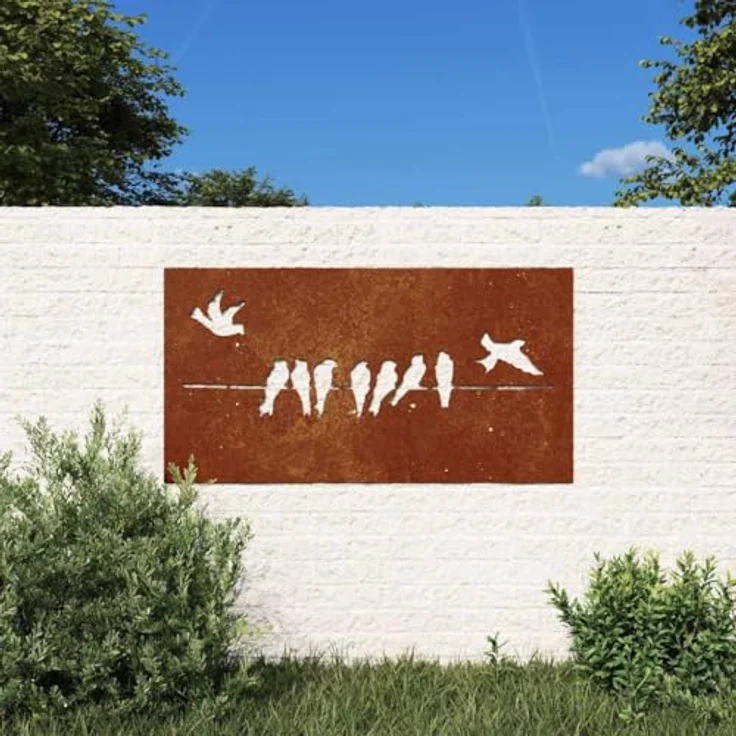 vidaXL Garten-Wanddeko 105x55 cm Cortenstahl mit Vogel-Design, wetterfest und korrosionsbeständig – Bild 2