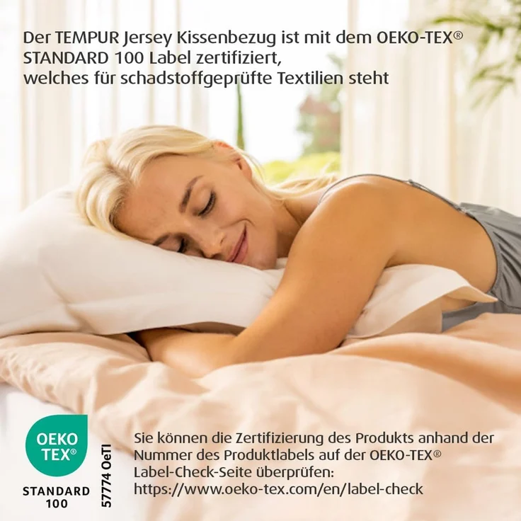 Tempur Kissenbezug TEMPUR® Jersey-Bezug für Schlafkissen Comfort PureClean / Down Luxe, in 5 Farben erhältlich, 40 x 80 cm – Bild 3