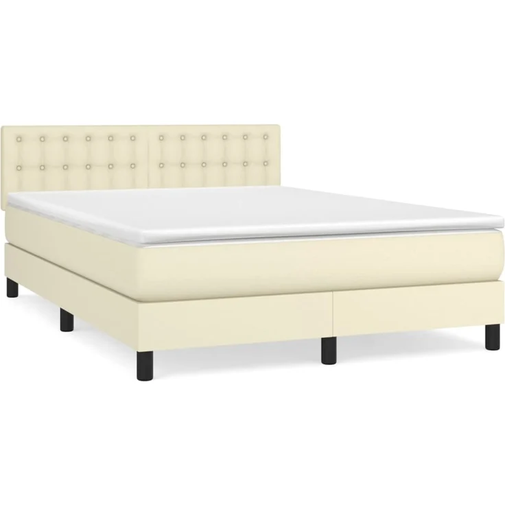 vidaXL Boxspringbett mit Matratze Creme 140x190 cm Kunstleder 3141121 – Bild 2