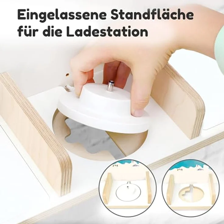 stadtecken Holzregal für Musikbox I Geeignet für die Toniebox und ca. 50 Tonies I Perfekte Tonie Aufbewahrung im Kinderzimmer I Zum Aufstellen oder Aufhängen I Globus, groß – Bild 9