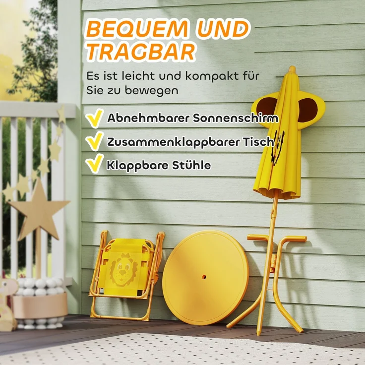 AIYAPLAY Garten-Kindersitzgruppe, Stahl, Polyester, Gelb, 49,5L x 49,5B x 50H cm – Bild 6