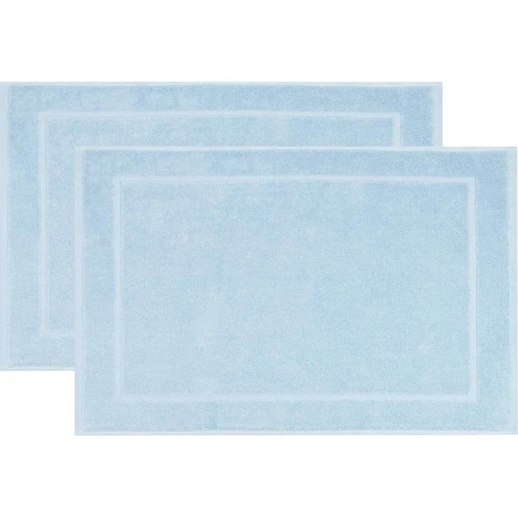 ZOLLNER 2er Set Badvorleger / Duschvorleger, 50x70 cm, 100% Baumwolle, hellblau – Bild 1