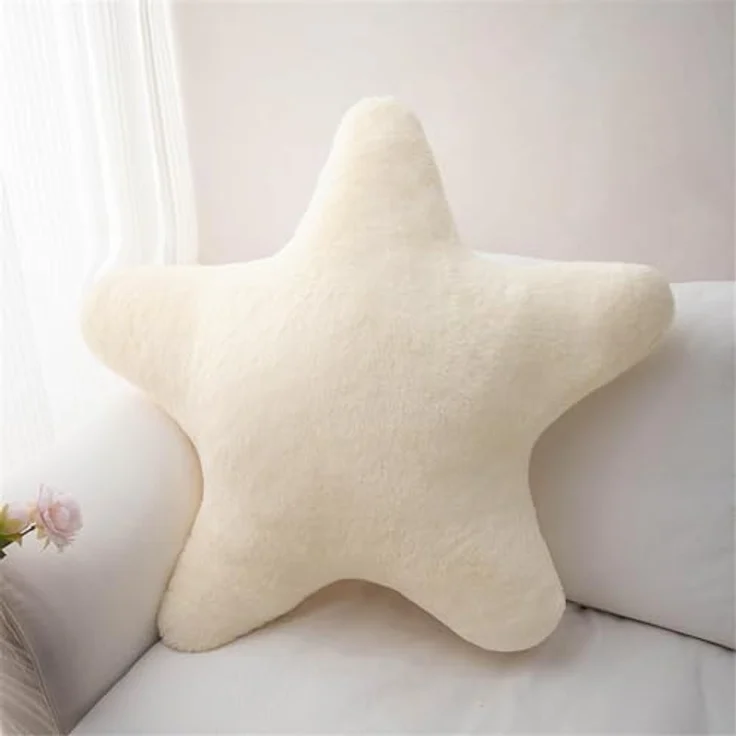 Kuschelkissen Kinder Sternkissen, Weiche Flauschige Sternform Zierkissen Sofakissen, Plüsch Kissen Dekokissen für Mädchen & Jungen Zuhause Schlafzimmer Deko (Weiß,60cm) – Bild 2