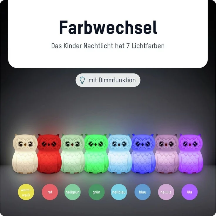ANSMANN AG LED Nachtlicht Nachtlicht Kinder Silikon aufladbar dimmbar Farbwechsel Eule – Bild 2