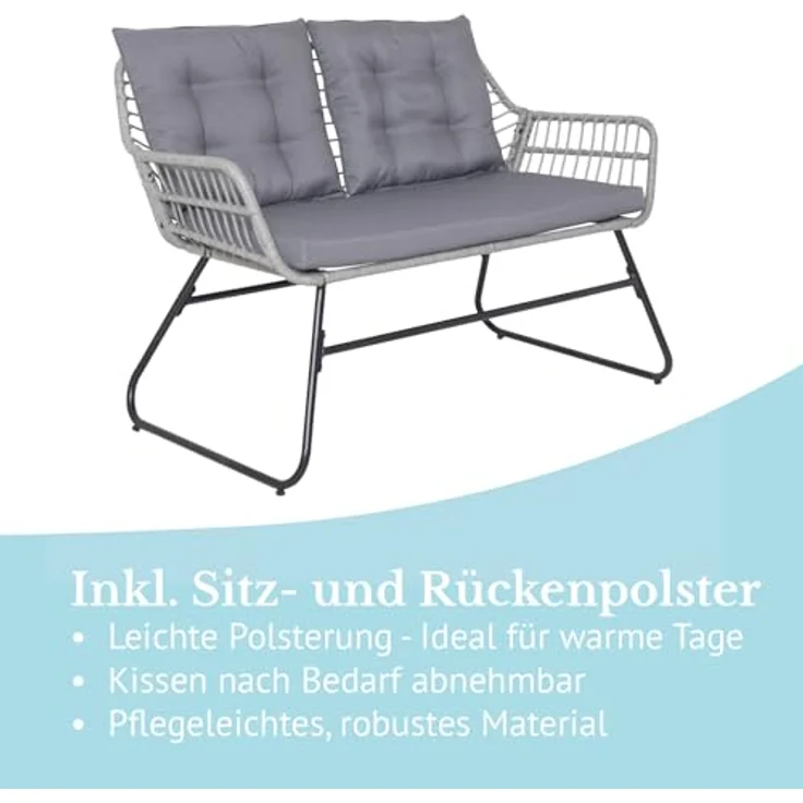 SVITA Gartenlounge-Set CAPRI, (Set, Tisch mit einem Stuhl und zwei Bänken), mit abnehmbarem Polster – Bild 5
