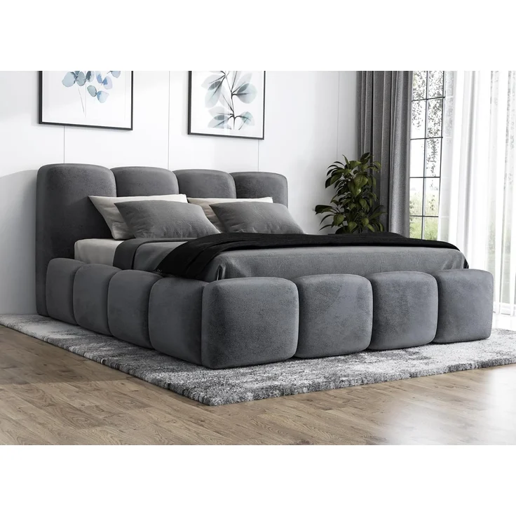 Polsterbett DONA 90x200 ohne Matratze mit Bettkasten und Lattenrost. Farbe: Anthracite 18 – Bild 2