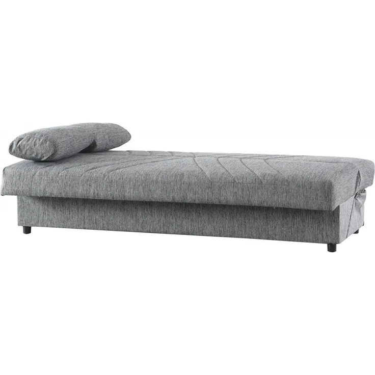 Dmora 3-Sitzer Schlafsofa Apicella, Sofa mit Stauraum und 2 Kissen inklusive, Wohnzimmersofa aus Stoff mit Klick-Klack-Öffnung, 181 x 81 x 88 cm, Grau – Bild 5