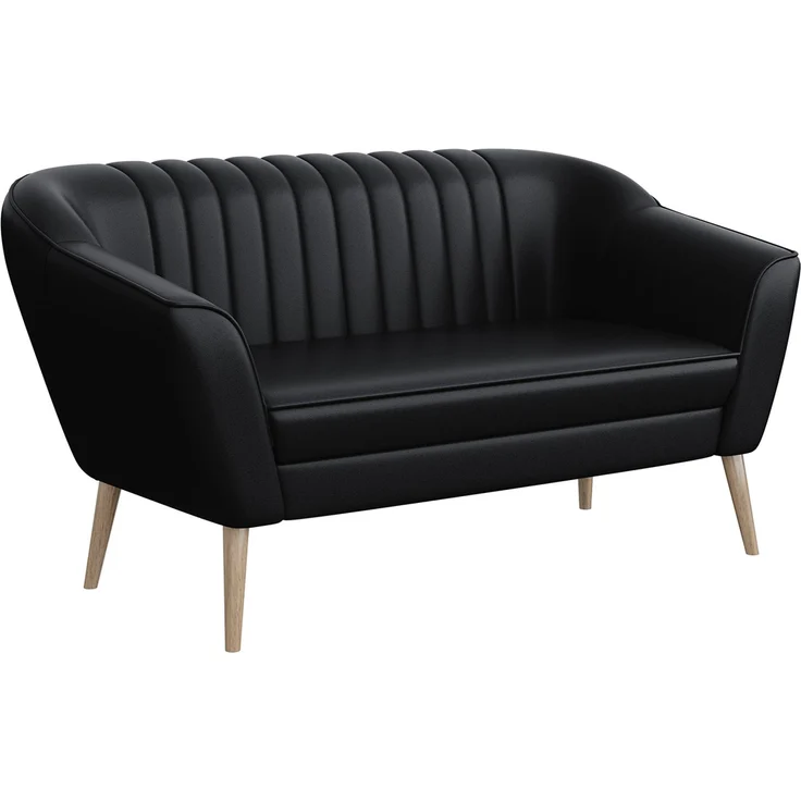 MEBLINI Sofa KAIA 2-Sitzer - Schwarz Kunstleder - für Wohnzimmer - Mini Lounge für zwei Personen - Küchensofa - Sofa Klein – Bild 1