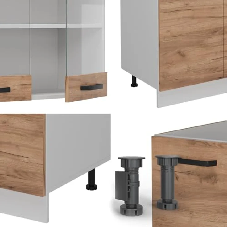 Küchenzeile R-Line Goldkraft Eiche/Weiß 300 cm AP Anthrazit Vicco – Bild 8