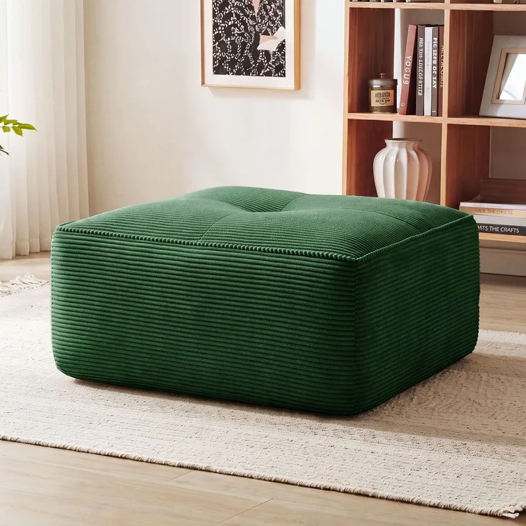 Cordelia Ottoman Corduroy -Green--Grün--92x73x40cm--YOUDENOVA