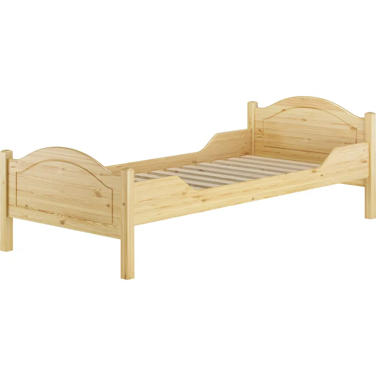 Einzelbett Seniorenbett Gästebett 90x220 Überlänge mit Rollrost Kiefer massiv 60.30-09-220