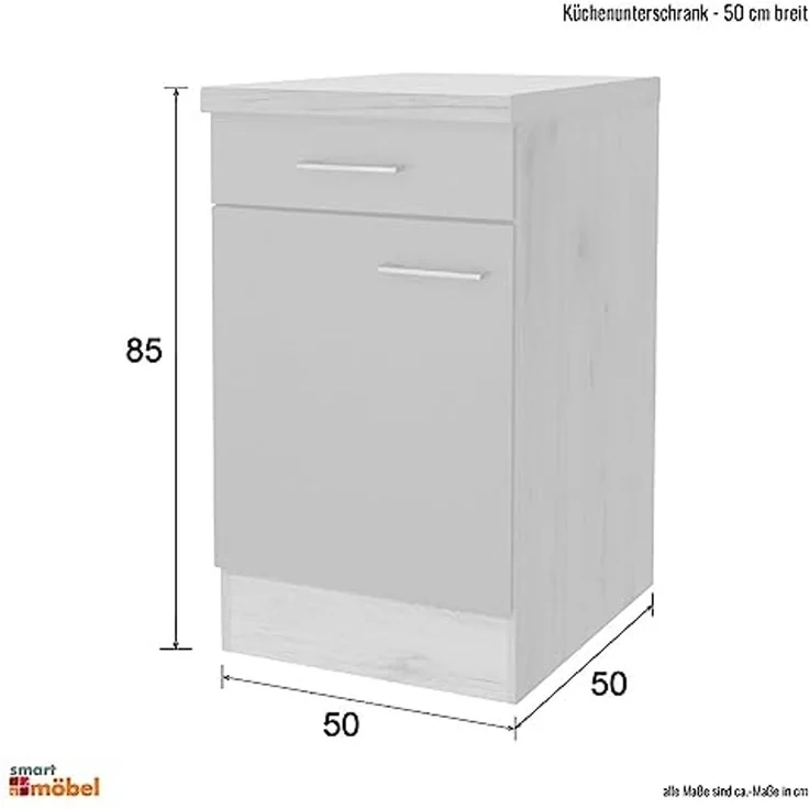 Flex-Well Unterschrank Küchenunterschrank 50 cm breit - Weiß – Modell Rapido – Bild 2