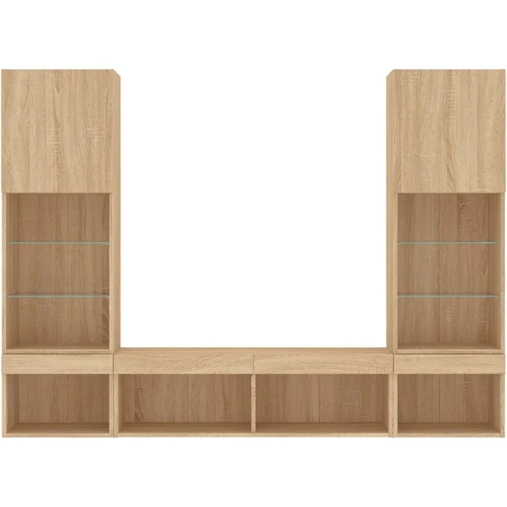 vidaXL 5-tlg. Wohnwand mit LED-Beleuchtung Sonoma-Eiche Holzwerkstoff 3216692 – Bild 7