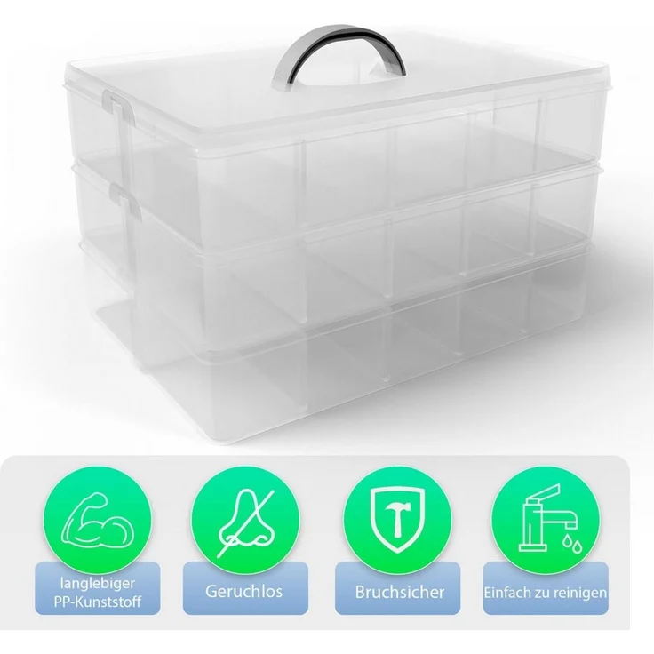 BigDean Organizer Sortierbox für Kleinteile aus hochwertigem Kunststoff mit 21 Fächern (Set, 1 St, Kleinteilebox), Kleinteilemagazin - Deko, Figuren, Spielzeug, Sammelkram etc – Bild 4