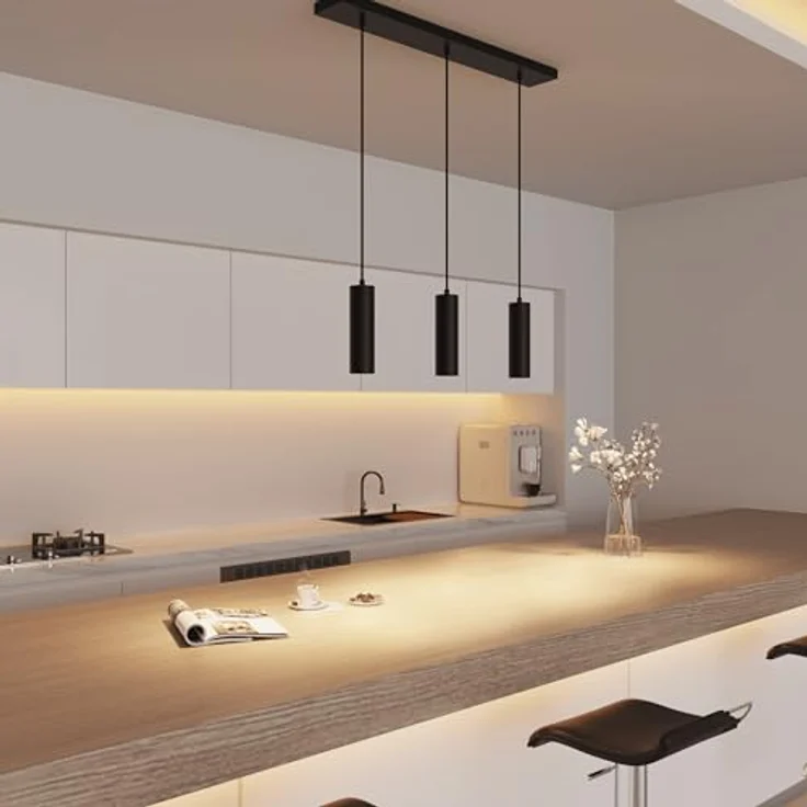 CALEX Pendelleuchte GU10, 3-flammig, Höhenverstellbar bis 1,5 m, Zylinder aus Aluminium, Matt Schwarz – Bild 4