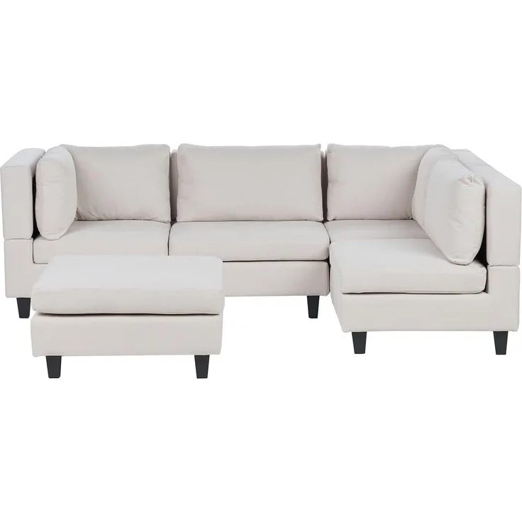 Beliani 'Unstad' Sofa, Beige, Stoff, 72 x 152 x 228 cm, mit Ottomane, Links