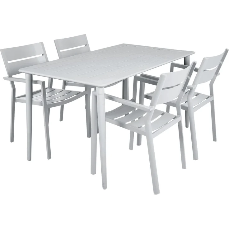 Gartenesstisch Nimes aus Aluminium, modern und rechteckig, weiß, 140x78 cm, für 4–6 Personen – Bild 2