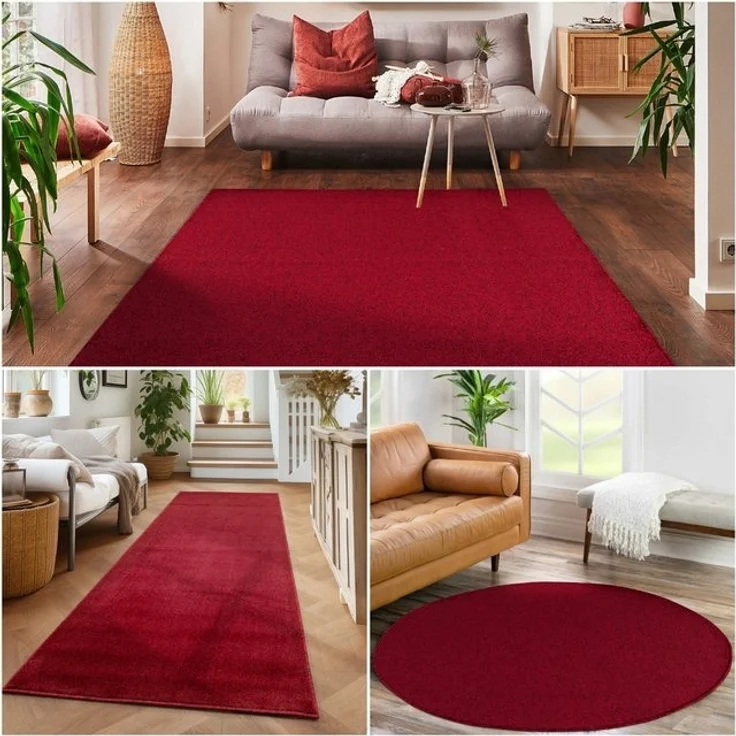 Carpettex Veloursteppich Unicolor - Einfarbig, Läufer, Höhe: 11 mm, Einfarbig Kurzflor Teppich Wohnzimmer verschiedene farben und größen – Bild 4