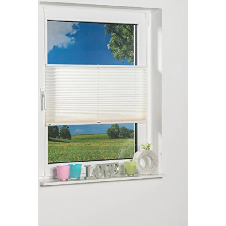 K-home Klemmfix-Plissee Palma 100x210 cm (B x L) Creme Lichtschutz +++ Moderne Crushed Optik +++ – Bild 2
