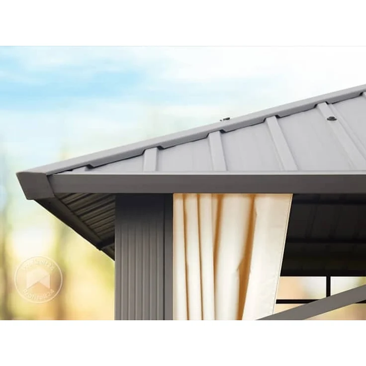 Gartenpavillon 4x4 m Stahldach Hardtop 4 Seitenteile in Champagner, Pfosten 9x9 cm – Bild 7