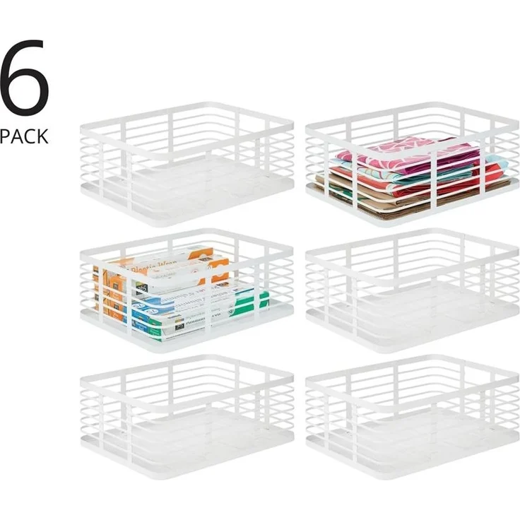 mDesign Drahtkorb Gitterbox Aufbewahrung Organizer 6er Set Metall Weiß – Bild 4