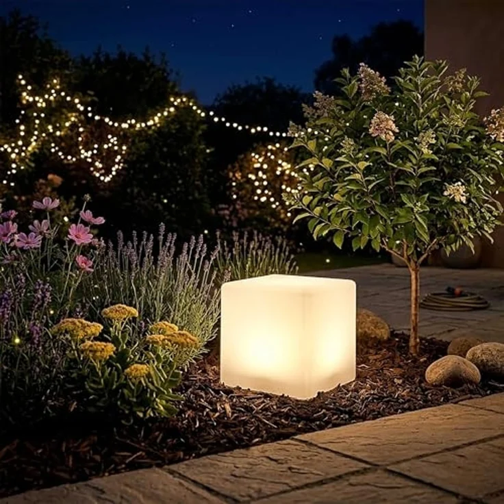 Spetebo LED Solarleuchte LED Solar Kugel mit Erdspieß - 30 cm - Garten Deko, Solar betrieben, LED fest integriert, warm weiß, mit IP67 Wasserschutz – Bild 5