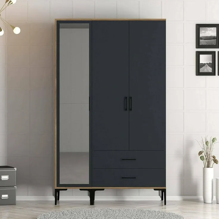 Dmora Kleiderschrank 3 Türen Shaula 120x47,5 cm Braun