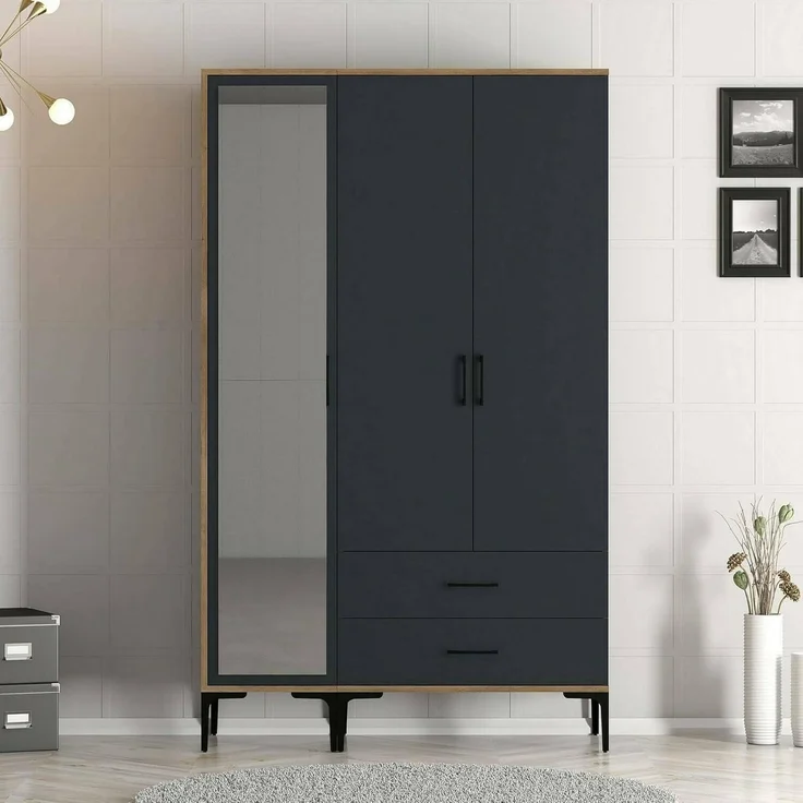 Dmora Kleiderschrank 3 Türen Shaula 120x47,5 cm Braun – Bild 1