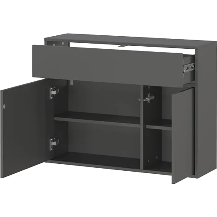 XXXL Schuhschrank Ameca, Graphit, Holzwerkstoff, 2 Fächer, 1 Schublade, 83x63x25 cm, Made in Germany, hängend und stehend, Garderobe – Bild 5