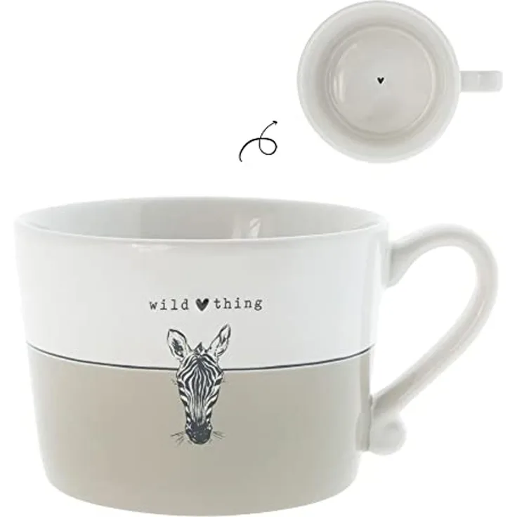 Bastion Collections Tasse Beige Titan, Keramik, Spülmaschinengeeignet, Weiß, Motiv: Zebra, Höhe: 7cm
