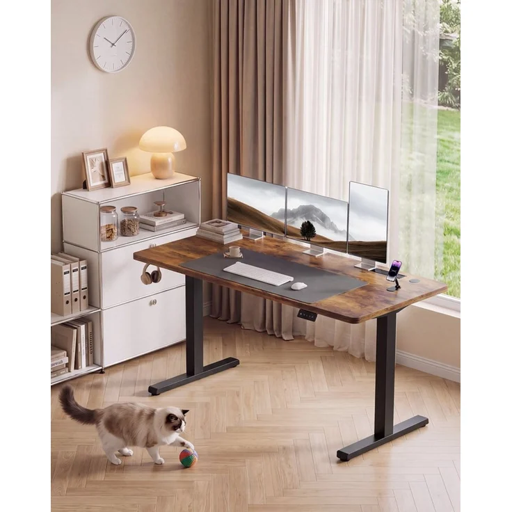 HOMALL Schreibtisch Höhenverstellbarer schreibtisch Mit Steckdose,18 mm Tischplatte (Großzügige Arbeitsfläche:120/140/160x70 cm,Inklusive gratis Desk-Pad,mit 2 Steckdosen & 2 USB-Anschlüssen, Memory-Funktion, LED-Display) – Bild 3