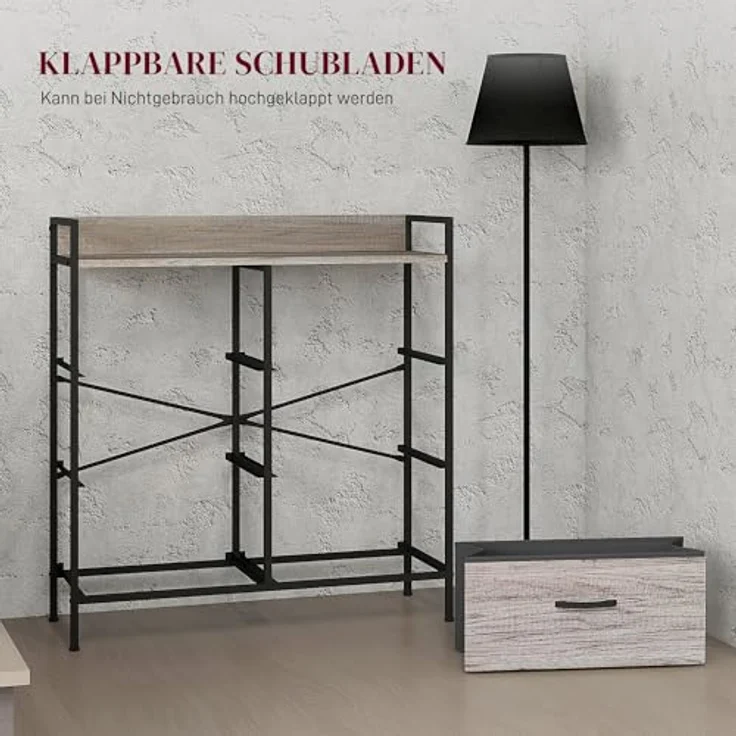 HOMCOM Kommode, Grau, 6 Schubladen, pulverbeschichteter Stahlrahmen, 79x85x29 cm, ideal für Wohnzimmer – Bild 6