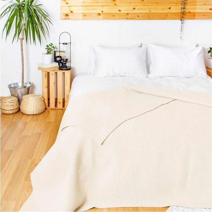 Laynenburg Tagesdecke Waffelpique aus 100% Baumwolle – Baumwolldecke, Kuscheldecke, Wohndecke als Sommerdecke, Bett-Überwurf, Couch-Überwurf, Sofa-Decke – Bild 2