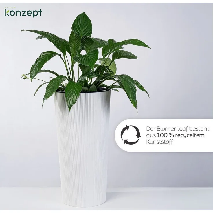 KONZEPT Blumentopf Hoch mit Einsatz, Rillenstruktur, für Garten, Balkon, für Außenbereich, wetterfest, UV-beständig