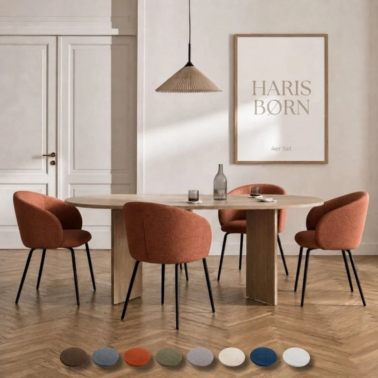 Haris Børn Esszimmerstuhl mit Armlehnen - Hochwertige Polsterstühle für Esszimmer (Set, 4 St), Premium Esszimmer Stühle & Wohnzimmer Stühle – Bild 1