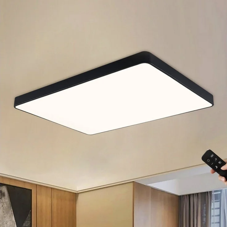 JDONG LED Deckenleuchte dimmbar mit Fernbedienung Rechteckig Weiß/Schwarz 65*43*5CM, LED fest integriert, Deckenlampe 72W, für Wohnzimmer Schlafzimmer Esszimmer Arbeitszimmer Balkon Büro – Bild 1