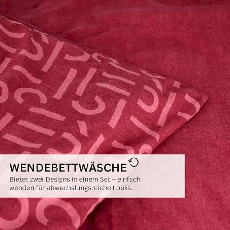 Esprit Bettwäsche FLANELL Winter Bettwäsche, Baumwolle, 1 teilig, 155 x 220 cm in Beere – Bild 8