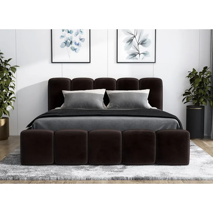 A&J MöbelLand 'Sonic' Polsterbett, Polyester, Espresso, 90 x 200, mit Lattenrost, mit Bettkasten