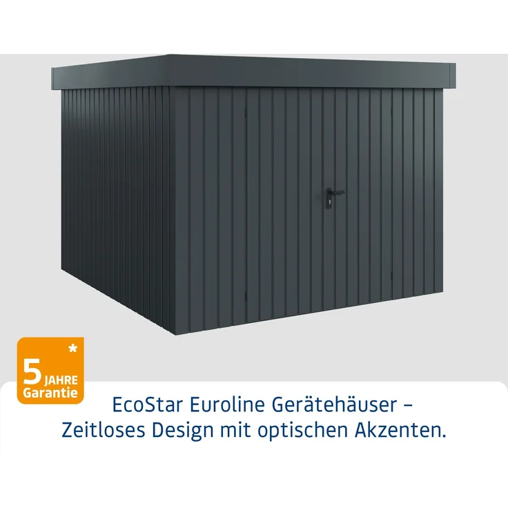 Hörmann Ecostar Metall-Gerätehaus "Euroline Trend" mit Flachdach EFD 10, anthrazitgrau, 262 x 262 cm,2-flüglige Tür – Bild 2
