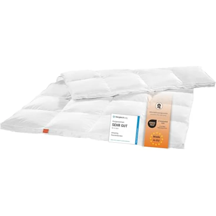 sleepling Daunenbettdecke Komfort Daunendecke, Füllung: 90% Daunen, 10% Federn, Bezug: 100% Baumwolle, waschbar bei 60°C, 5 Wärmeklassen, für Allergiker geeignet NOMITE – Bild 2