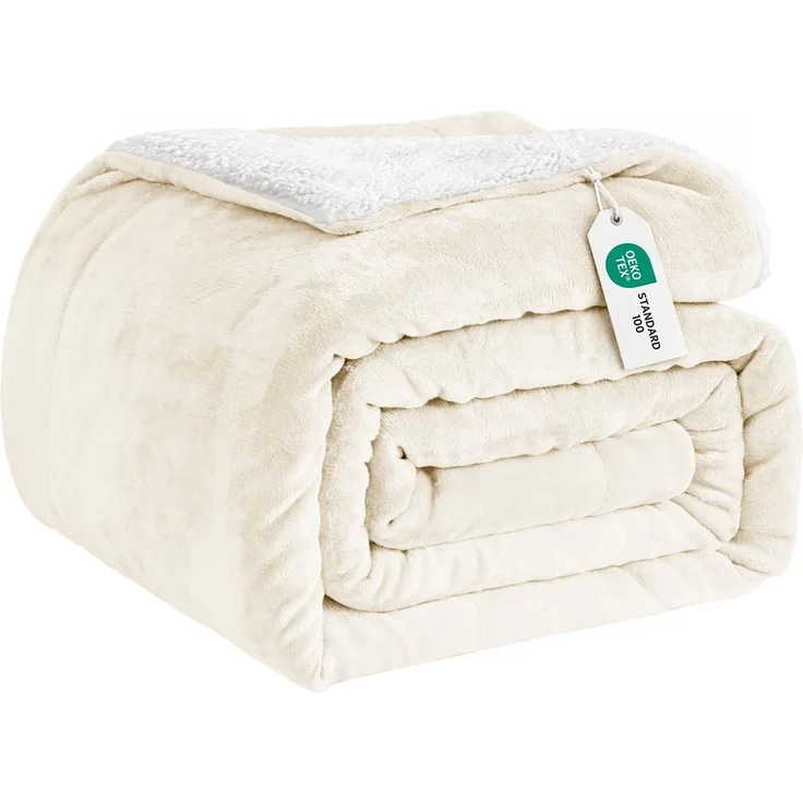 Good Nite Sherpa Kuscheldecke Flauschig 200x230 cm Wolldecke Weiß | 440 g/m² Decke füR Sofa & Wohnzimmer, Extra Dick Tagesdecke Beidseitige, Warmes Wintergeschenk